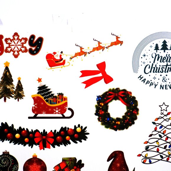 18 Handmade Colorful Christmas Stickers, holiday, decorate, gnome, tree, wreath, - Picture 2 of 3